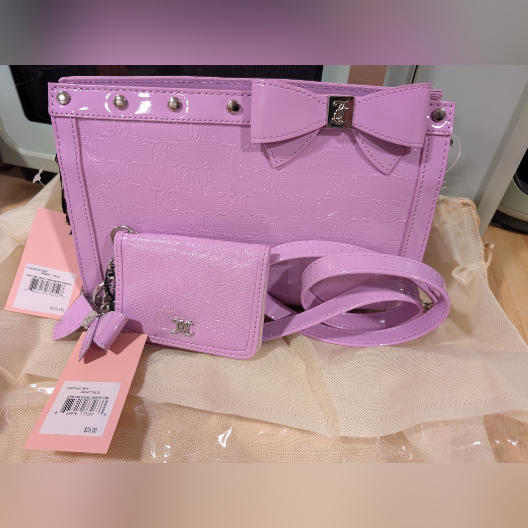 Juicy Couture Purple Shoulder Bag Card Holder Set Nwt